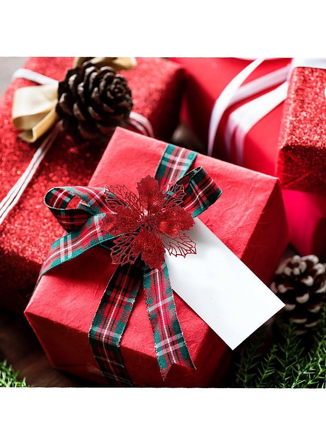 Depend Glitter Poinsettia Flowers Artificial, 10 PCS Red Decorations Tree Ornaments For Holiday, Seasonal, Wedding Party Wreath DIY Decors - Image 5