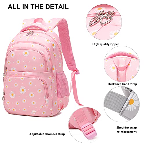 goldwheat Daisy Printed Backpacks With Lunch Pack Pencil Case 3pcs, Lightweight Water Resistant Bookbag For Middle School - Image 5