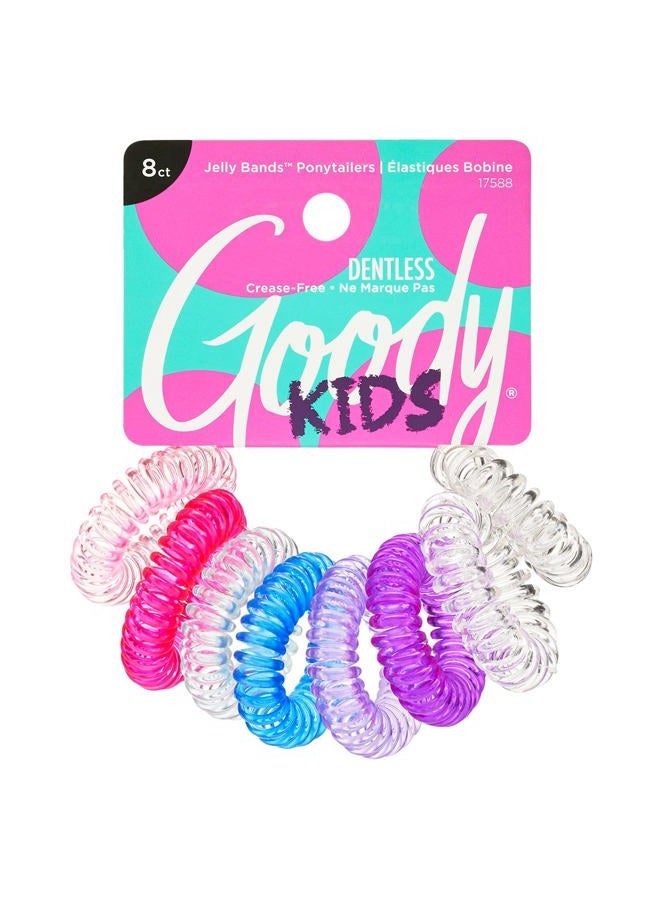Goody Kids Hair Coils - 8 Count, Assorted - Dentless Jelly Bands Ponytailers for Women, Teens & Girls to Style & Secure Hair - Pain-Free Accessories For All Hair Types - Image 1