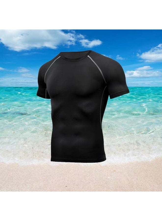 Loquat Swimsuit Men's Top Anti-embarrassment Adult Swimming Diving Suit Suit Summer Men's Swimming Trunks Men's Full Body Sun Protection Long Sleeve-Color:Elite Long Sleeve + Cropped Pants-  - Image 3