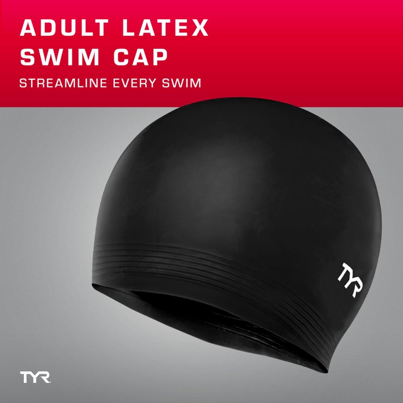 TYR Latex Adult Swim Cap for Women and Men - Training and Recreational Swimming Hat with a Durable Latex Construction - Hydrodynamic Fit - Image 2