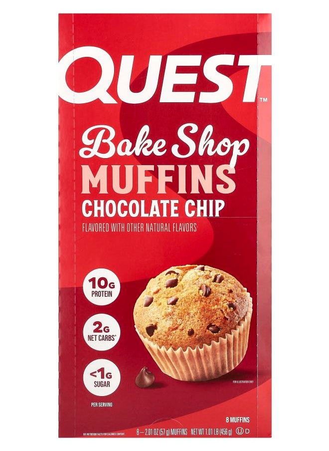 QUEST NUTRITION Bake Shop Muffins Chocolate Chip  8 Muffins 2.01 oz (57 g) Each 