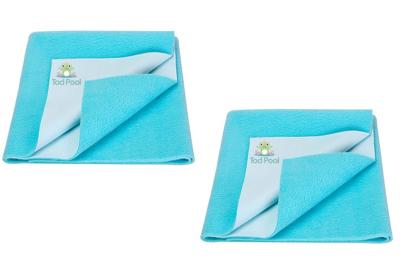 Tod PooL Breathable Bed Protector | Anti-Piling Fleece Extra Absorbent Washable | Waterproof Quick Dry Sheet | Bed Protector Sheet for Kids and Adults (2, Sea Blue, Double Bed Size (260x200cm)) - Image 1