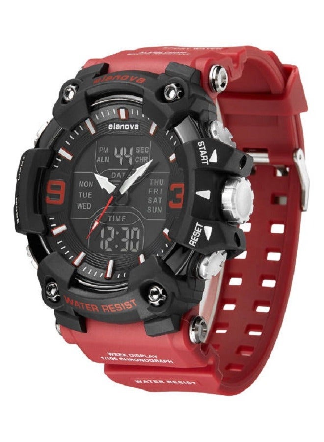 Elanova A watch with hands and a digital display, water-resistant, with a durable strap, ideal for athletes and daily life, model EL909 for youth. - Image 3