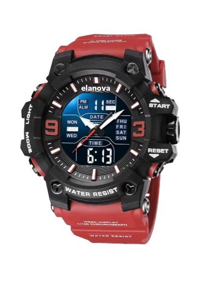 Elanova A watch with hands and a digital display, water-resistant, with a durable strap, ideal for athletes and daily life, model EL909 for youth. - Image 1