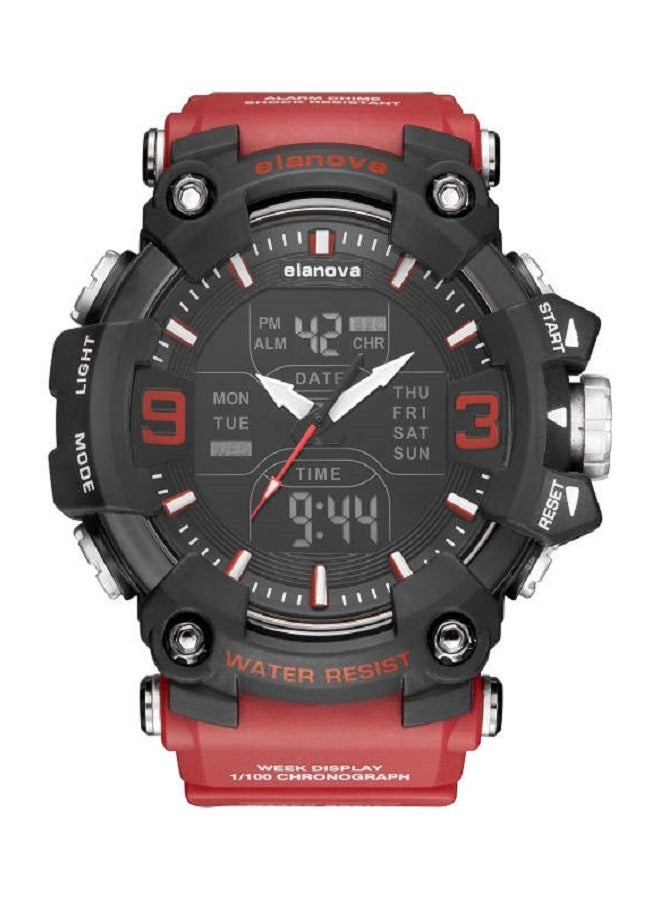 Elanova A watch with hands and a digital display, water-resistant, with a durable strap, ideal for athletes and daily life, model EL909 for youth. - Image 2