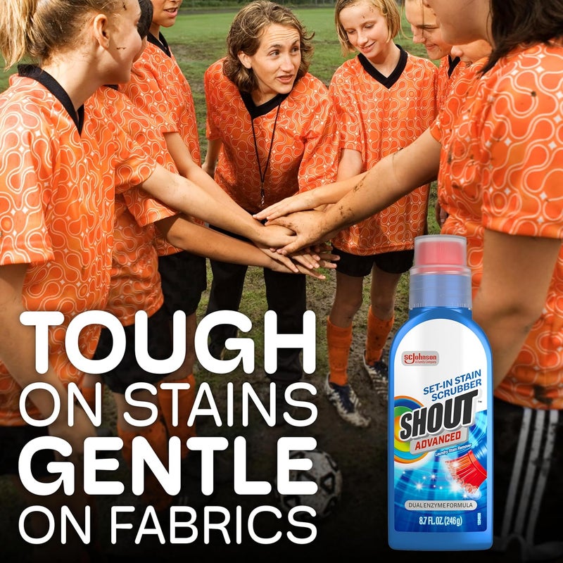 Shout Advanced Stain Remover Gel for Clothes Laundry, Ultra Concentrated Gel with Built-in Scrubber Brush for Deep Set-In stains, 8.7oz Upgraded general grade quality - Image 5