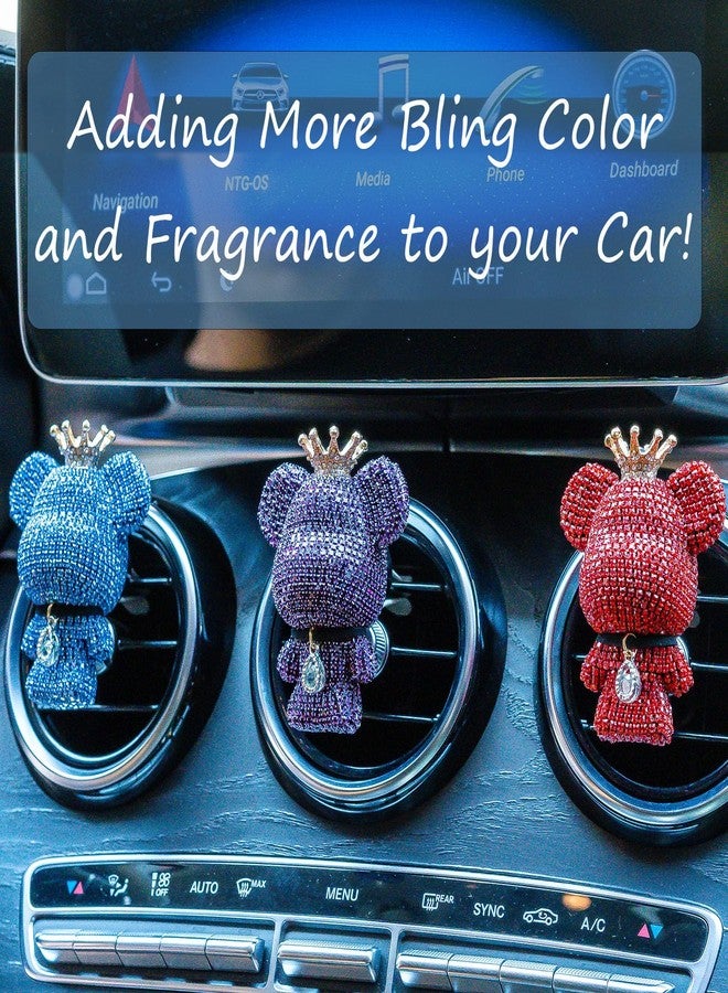 RISDORAY Cute Car Accessories, Bling Crystal Bear Car Air Freshener With Vent Clip,Rhinestone Aesthetic Car Decor Interior Decoration - Image 2