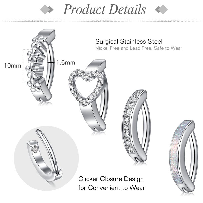JFORYOU 14G Clicker Belly Button Rings for Women Surgical Stainless Steel Belly Ring Heart Reverse Curved Navel Rings Golden Belly Piercing Jewelry - Image 3