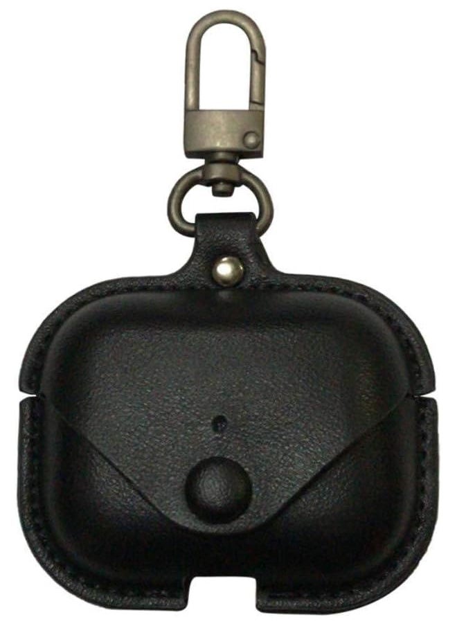 erorex - Compatible Airpods Pro Leather Case Genuine Leather Vintage Portable Shockproof Protective Cover With Loss Prevention Clip For Airpods 3 For Airpods Pro 2019 Wireless Charging Case Black - Image 1