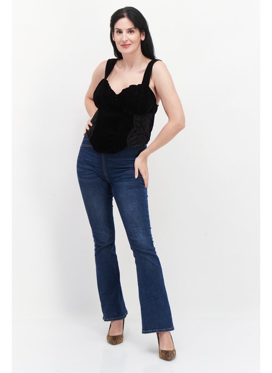 RIVER ISLAND Women Sweetheart Neck Sleeveless Textured Top, Black  - Image 2