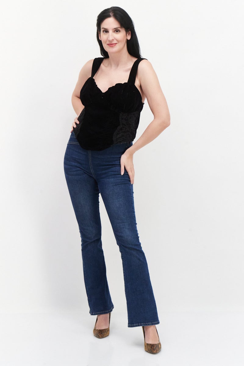 RIVER ISLAND Women Sweetheart Neck Sleeveless Textured Top, Black - Image 2