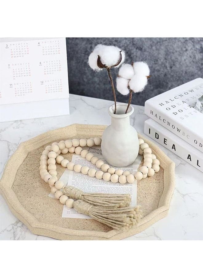 58in Farmhouse Beads Wood Bead Garland with Tassels Rustic Country Decor Prayer Boho Beads Big Wall Hanging Decor