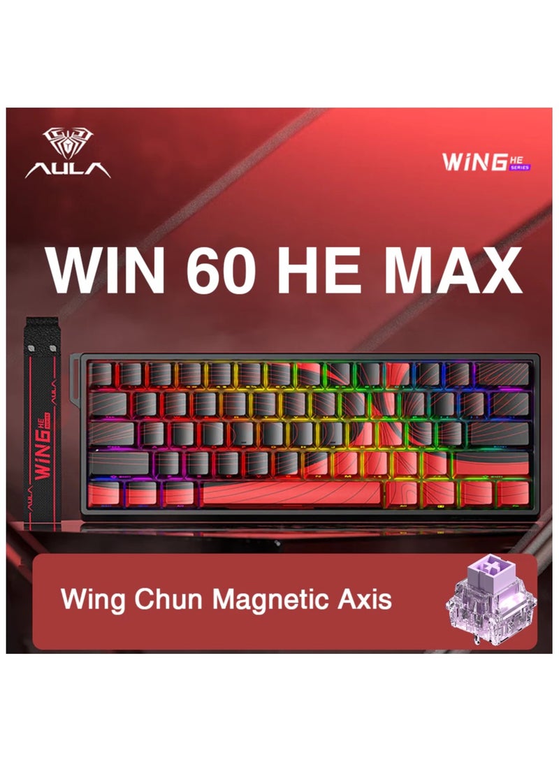 AULA WIN60 HE Max Magnetic Keyboard RT Gaming Wired RGB Hot-swap 8kHz low latency Mechanical Keyboard (Wing Chun Magnetic Axis) - Image 1