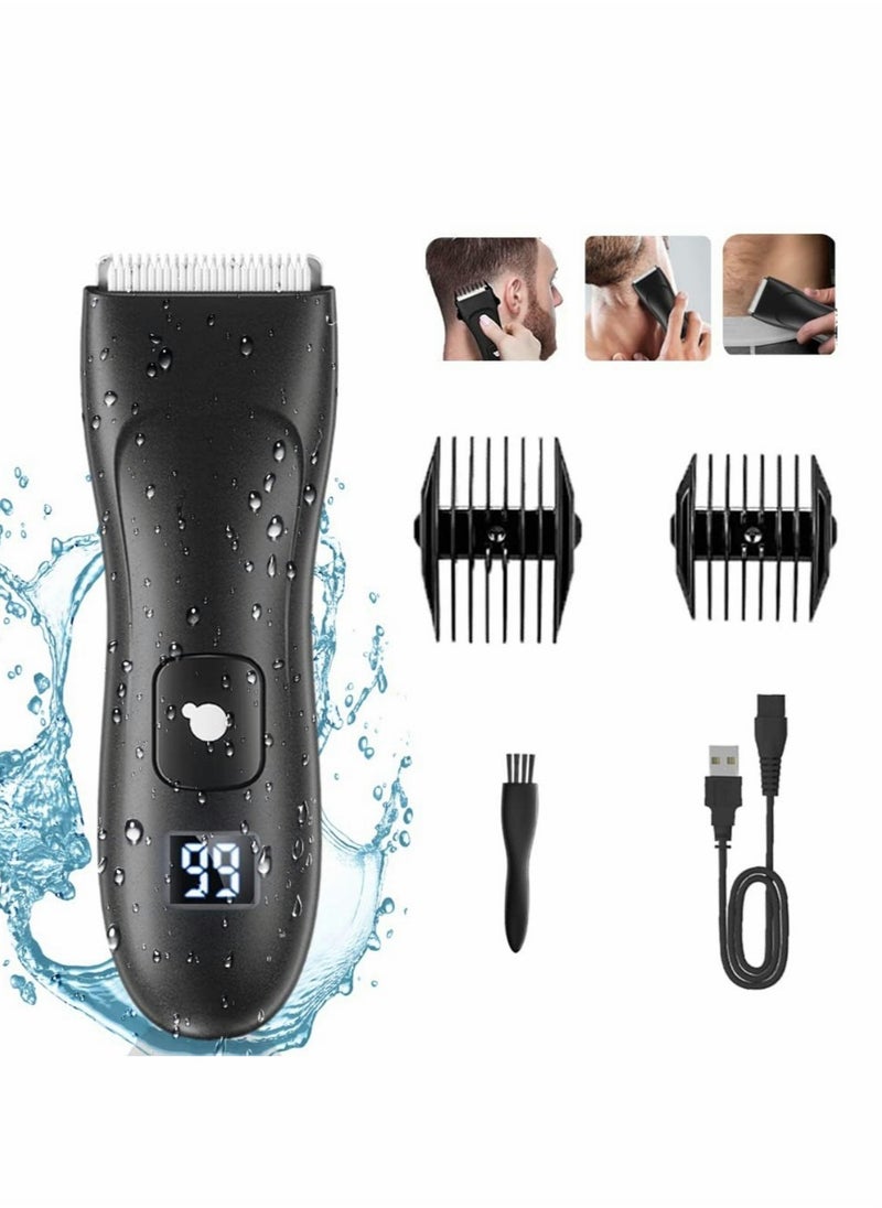 Excefore Electric Hair Clippers for Men, USB Rechargeable Pubic Hair Trimmer with LED Display, Cordless Body Hair Trimmer Kit, Professional Body Groomer and Beard Shaver, Waterproof Groin Hair Trimmer  - Image 1