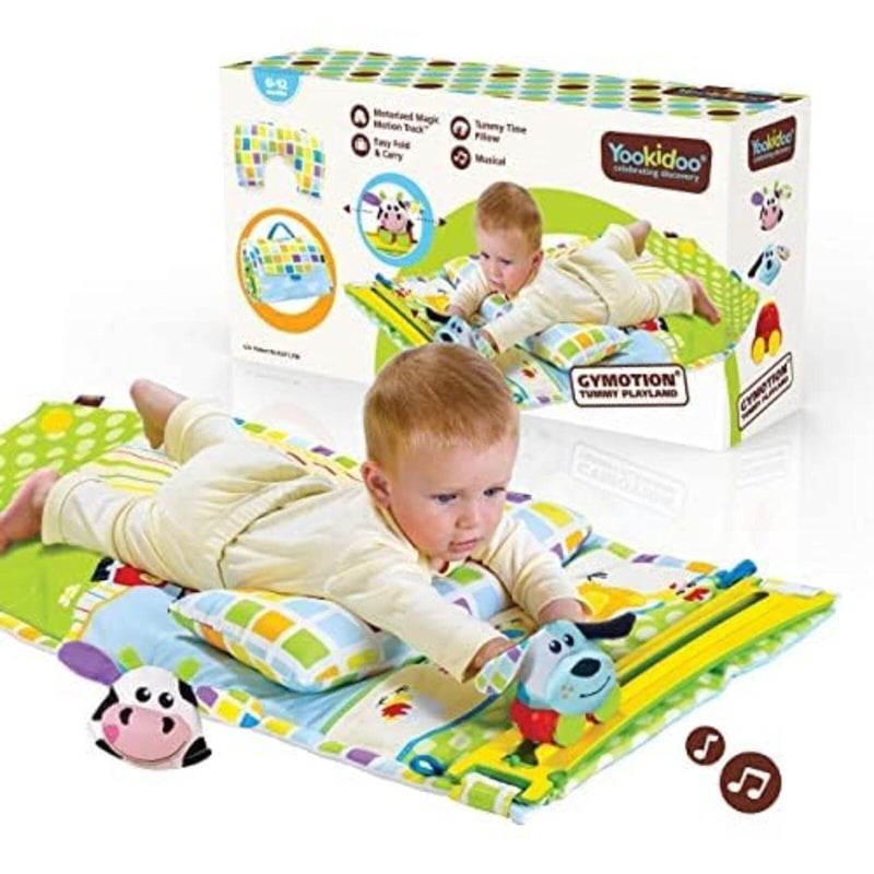 Yookidoo Baby Gym and Play Mat - 3 Stage Accessory Gym with Motorized Robot Track - 20 Development Activities - Age 0-12 Months (Tummy Time Playmat) - Image 1