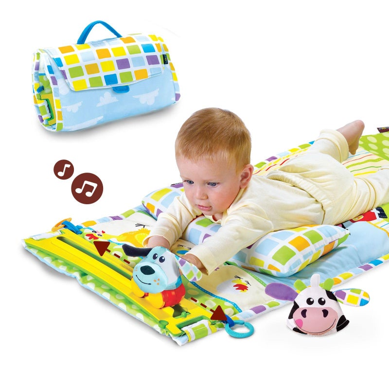 Yookidoo Baby Gym and Play Mat - 3 Stage Accessory Gym with Motorized Robot Track - 20 Development Activities - Age 0-12 Months (Tummy Time Playmat) - Image 4
