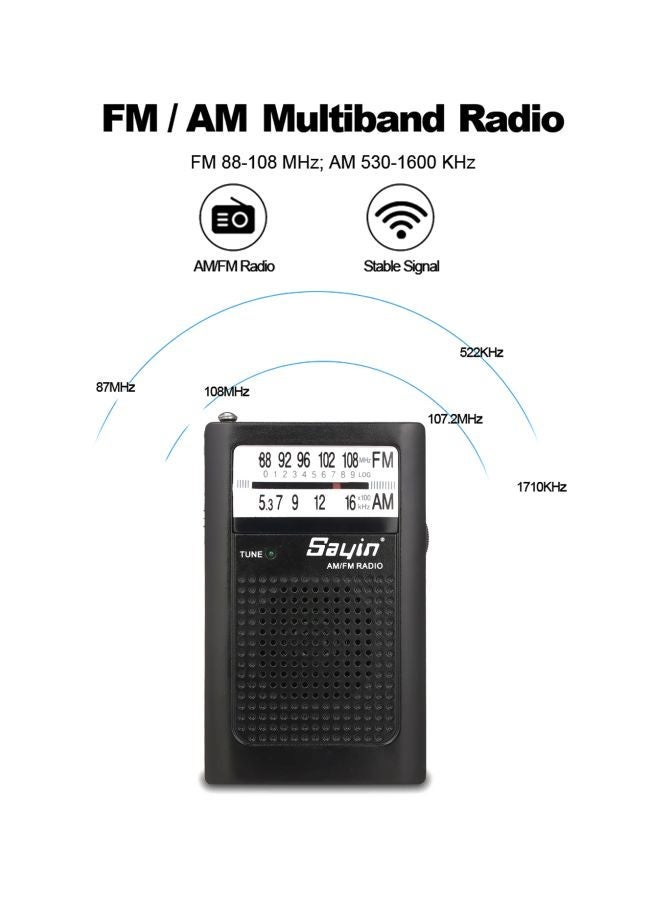 NIBEMINENT Portable Pocket Transistor Radio V7319 Black - Image 3