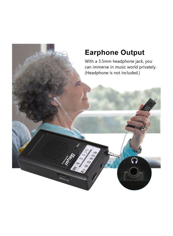 NIBEMINENT Portable Pocket Transistor Radio V7319 Black - Image 5