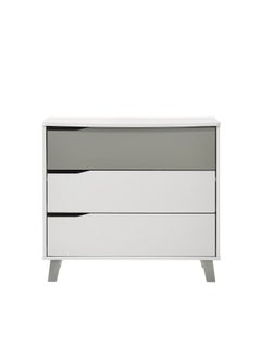 DANUBE HOME Genius 3 Drawers Kids Dresser Durable Vanity Table Without Mirror Young Dresser With Storage Modern Design Bedroom Furniture L78.3Xw42.6Xh71Cm-White+Grey  - Image 4