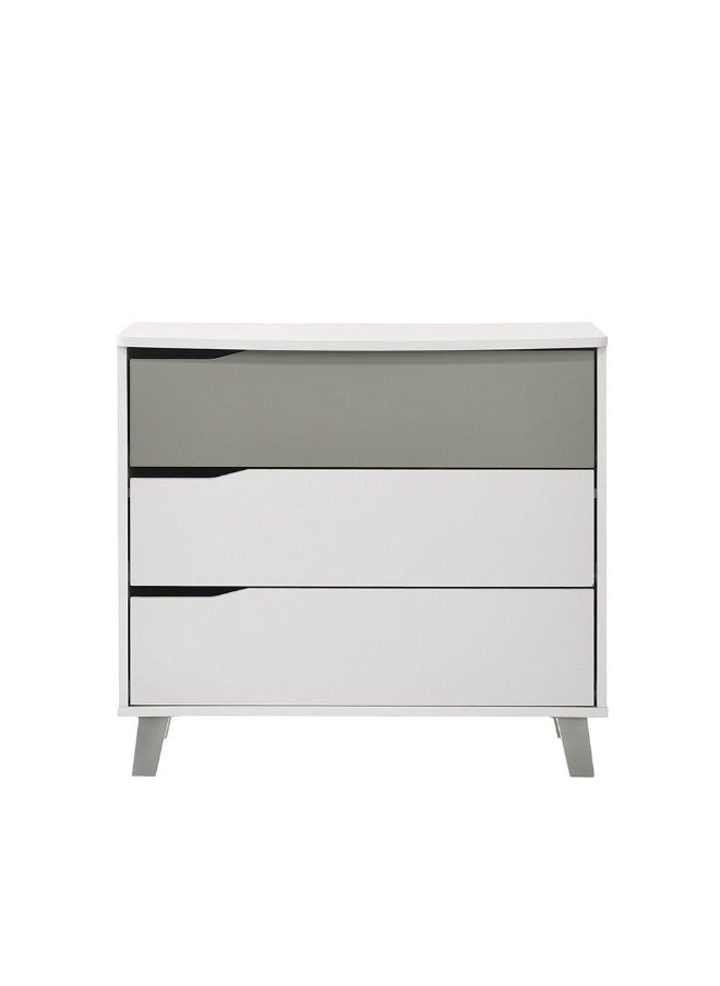 DANUBE HOME Genius 3 Drawers Kids Dresser Durable Vanity Table Without Mirror Young Dresser With Storage Modern Design Bedroom Furniture L78.3Xw42.6Xh71Cm-White+Grey  - Image 4