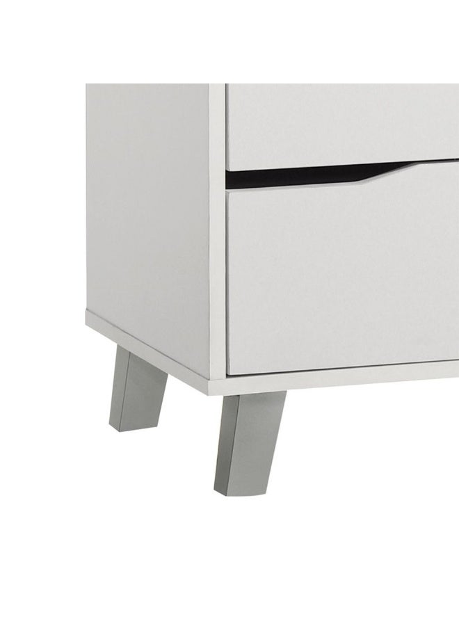 Genius 3 Drawers Kids Dresser Durable Vanity Table Without Mirror Young Dresser With Storage Modern Design Bedroom Furniture L78.3Xw42.6Xh71Cm-White+Grey