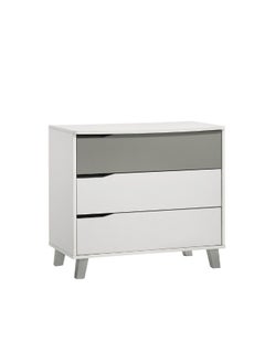 DANUBE HOME Genius 3 Drawers Kids Dresser Durable Vanity Table Without Mirror Young Dresser With Storage Modern Design Bedroom Furniture L78.3Xw42.6Xh71Cm-White+Grey  - Image 1