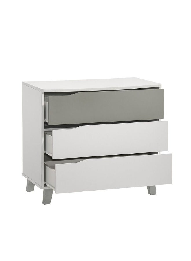 DANUBE HOME Genius 3 Drawers Kids Dresser Durable Vanity Table Without Mirror Young Dresser With Storage Modern Design Bedroom Furniture L78.3Xw42.6Xh71Cm-White+Grey  - Image 5