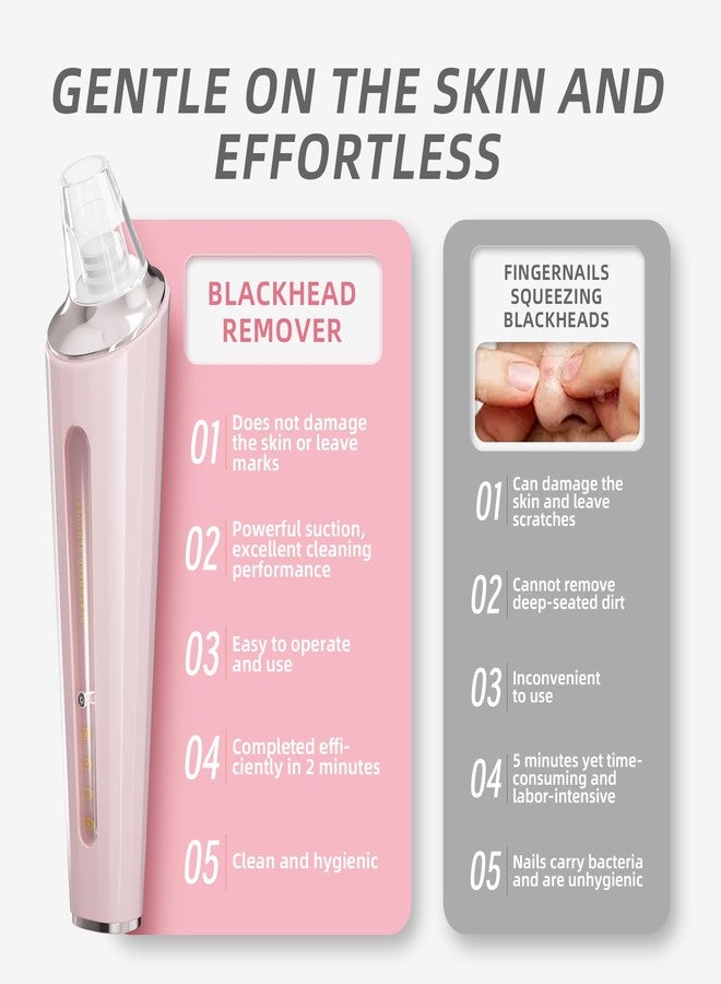 Blackhead Remover Pore Vacuum, Face Cleaner Extractor, 4 Suction Heads & 3 Adjustable Modes, USB Charging Interface, Blackhead Vacuum Kit for Women&Men(Pink) - Image 4