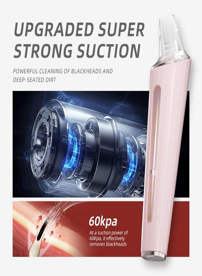 Blackhead Remover Pore Vacuum, Face Cleaner Extractor, 4 Suction Heads & 3 Adjustable Modes, USB Charging Interface, Blackhead Vacuum Kit for Women&Men(Pink) - Image 2