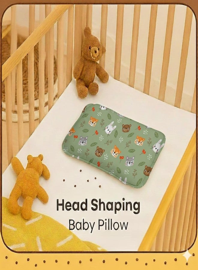YUDDHAV وسادة للأطفال الرضع بنقشة حبة الخردل، مصنوعة من قماش فرو فائق النعومة، مناسبة للأطفال من عمر 0 إلى 36 شهرًا | وسادة داعمة لرأس الرضع بنقشة كرتونية (قطط - أخضر) - Image 3
