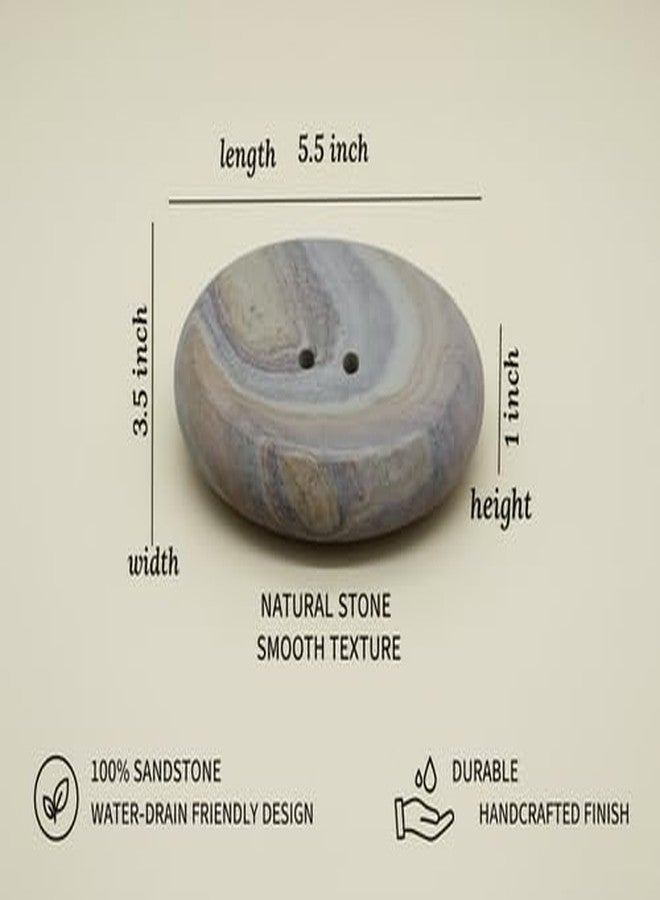 A ONE DESIGN حامل صابون بتصميم موحد، طبق صابون، حامل صابون بيضاوي الشكل من الحجر الرملي لحوض الحمام، الدش، المطبخ، وهدية رائعة - Image 2