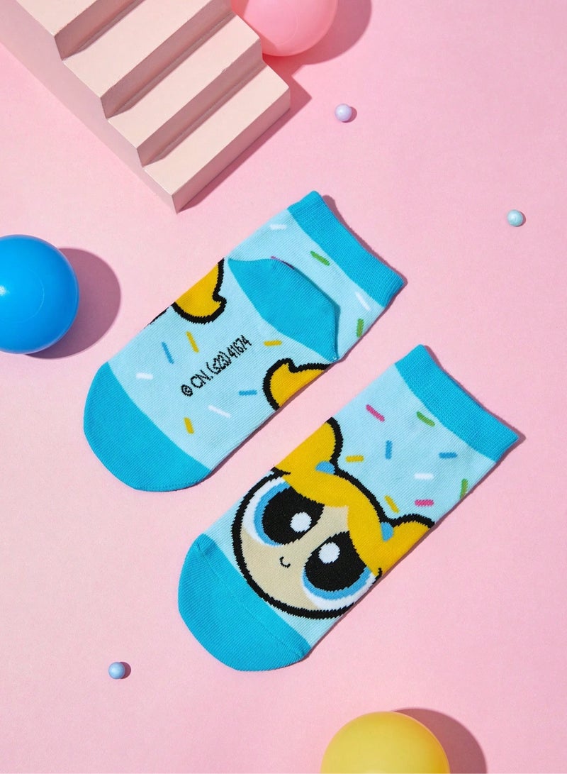 Socks for Girls 3 Pairs Powerpuff Girls Socks, Kids Ankle Socks for Girls Ages 8-9 Years, Cute Cartoon Everyday Socks - Image 3