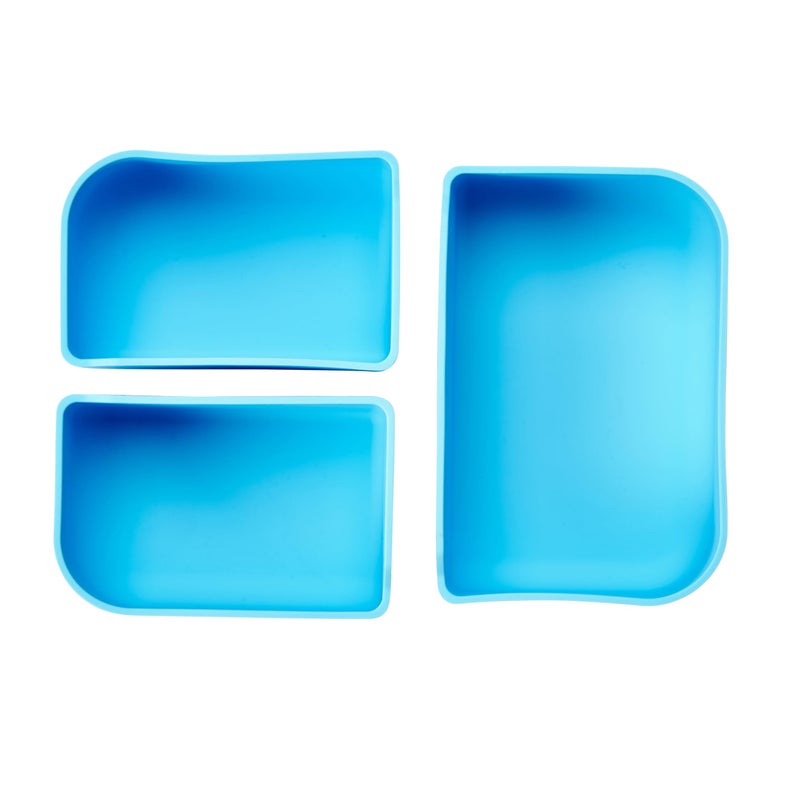 LunchBots بناء صندوق غداء بنتو، صندوق بنتو سيليكون للأطفال، حاوية غداء متعددة الأقسام، آمنة للاستخدام في الفرن وغسالة الصحون، خالية من BPA، 28 أونصة - أزرق فاتح - Image 3