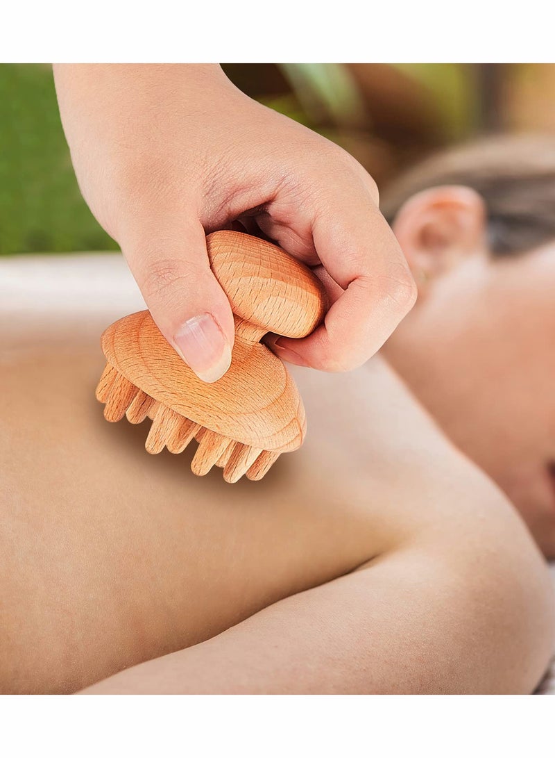 2 Pieces Wooden Therapy Mushroom Massager Set for Relaxation and Muscle Relief - Image 2