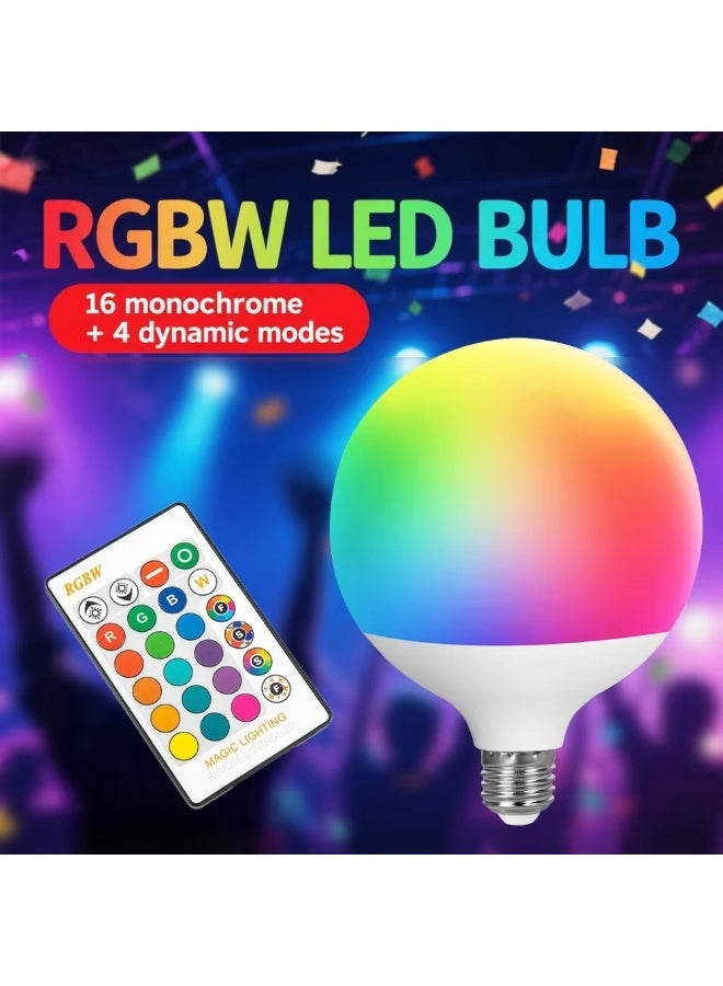 RGBW LED Bulb with Remote – 16 Colors + 4 Dynamic Modes (16 Million Colors, 50,000 Hours Lifespan, 2700K–6500K Color Temperature)  – 20W – Color Changing Light - Image 1