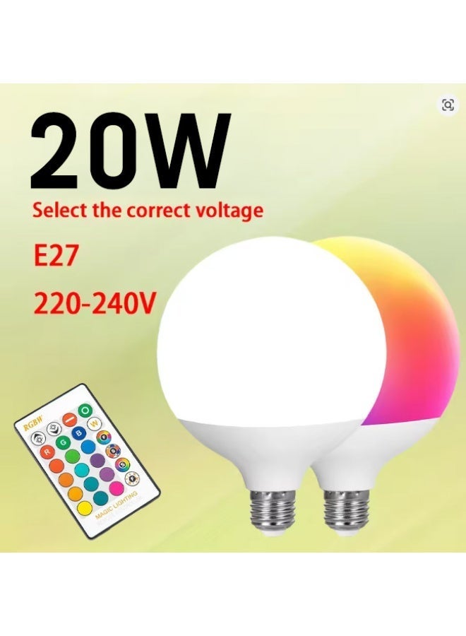 RGBW LED Bulb with Remote – 16 Colors + 4 Dynamic Modes (16 Million Colors, 50,000 Hours Lifespan, 2700K–6500K Color Temperature)  – 20W – Color Changing Light - Image 5