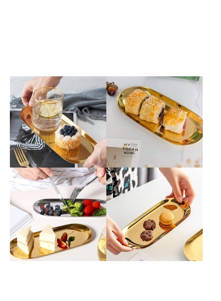 OASIS-TH 2 Packs Stainless Steel Dessert Plate Nut Fruit Cake Tray Snack Kitchen Plate Steak Kitchen Plate Dining Plate  - Image 5