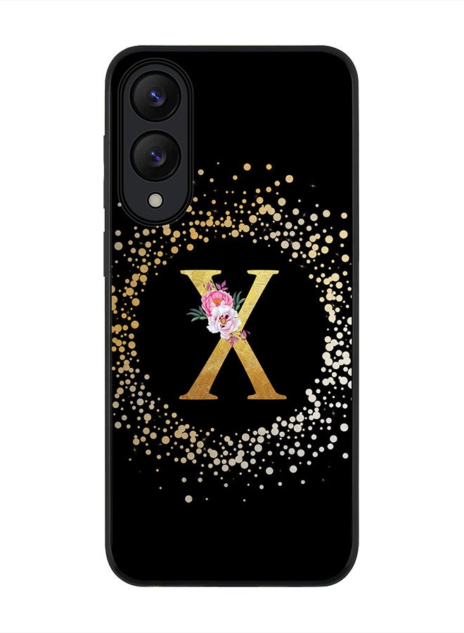 Stylizedd For Samsung Galaxy S25 Edge Case,Slim fit Camera Protection, Shockproof Thin Phone cover  - Custom Monogram Floral - X ( Black )