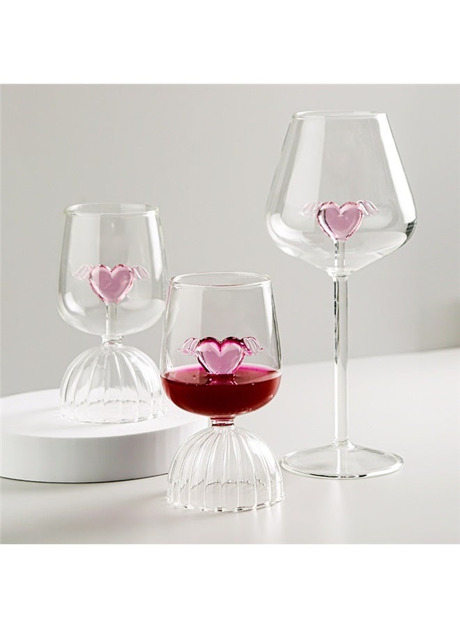 Heart Shaped Crystal Wine Glasses Gift Set of 2, Unique Cocktail Champagne Red Wine Drinking Glasses with Gift Box for Couples Engagement Wedding Anniversary Birthday Valentines(350 ml)  - Image 2