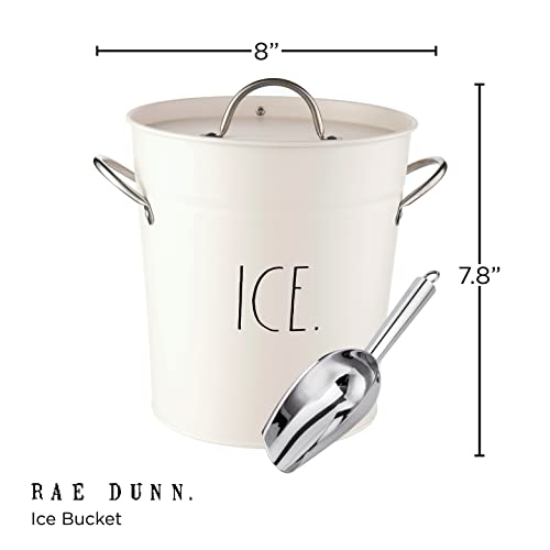 Rae Dunn Ice Bucket with Scoop - Stainless Steel Bucket with Handle, Lid and Ice Scooper - 4 Qt. Storage Bin for Ice Cubes for Bars, Parties, Backyard Barbeques, Picnics, and Camping (White) - Image 3