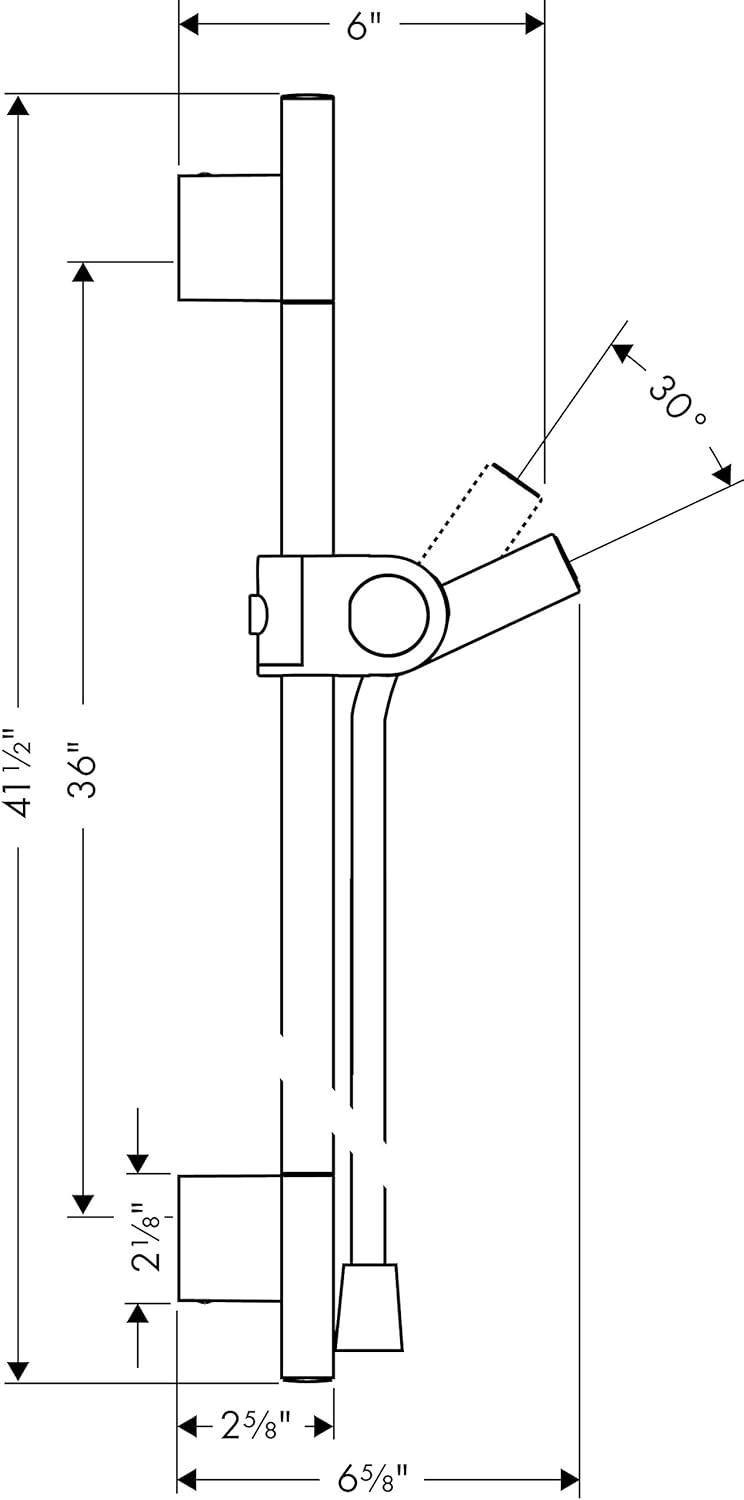AXOR Wallbar 36 Luxury 1inch Modern Spray Easy Height Adjust Wallbar in Chrome 27989000 - Image 2