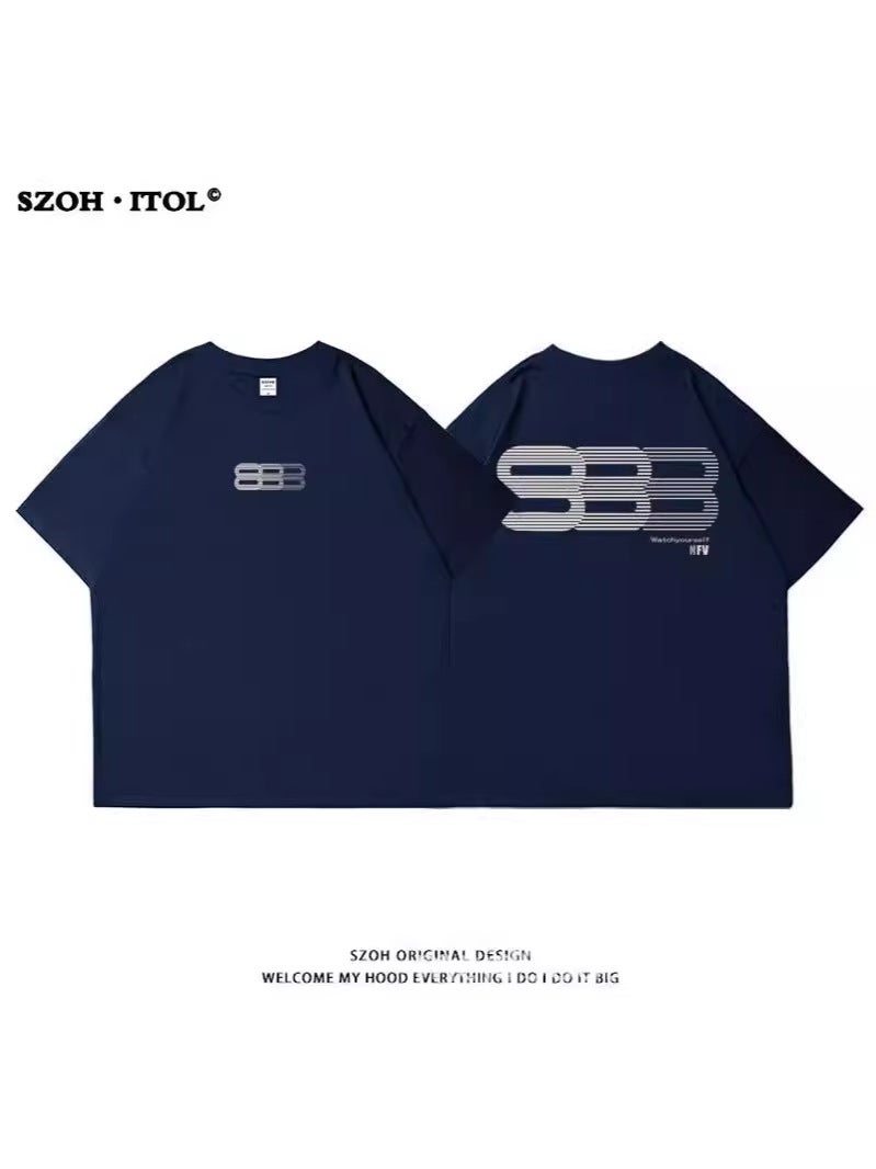 Trendy Pure Cotton Short-Sleeve T-Shirts For Men And Women, Summer Loose Design With Lettering, Couple'S Matching Half-Sleeve Tops - Image 5