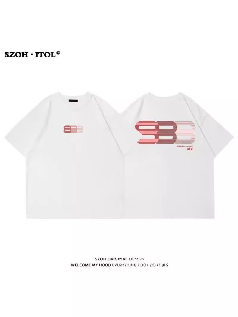 Trendy Pure Cotton Short-Sleeve T-Shirts For Men And Women, Summer Loose Design With Lettering, Couple'S Matching Half-Sleeve Tops - Image 3
