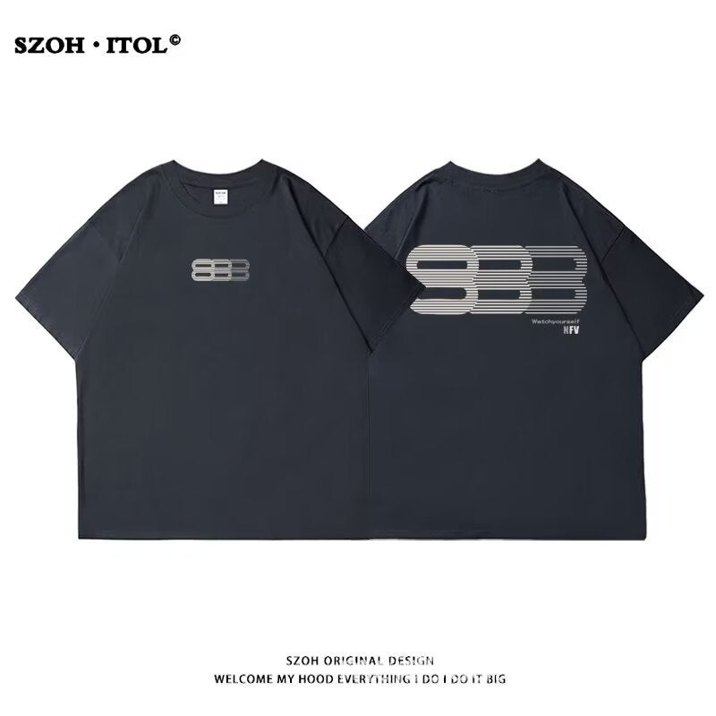 Trendy Pure Cotton Short-Sleeve T-Shirts For Men And Women, Summer Loose Design With Lettering, Couple'S Matching Half-Sleeve Tops - Image 1