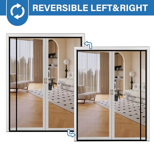 LONGEAS Magnetic Screen Door Left Right Side Opening Upgraded PET Mesh Greater Than Fiberglass and Polyester,Keep Bugs Out,Pet & Kid Friendly,Suitable for Sliding Doors,Patio French Doors-74" X 98" - Image 5