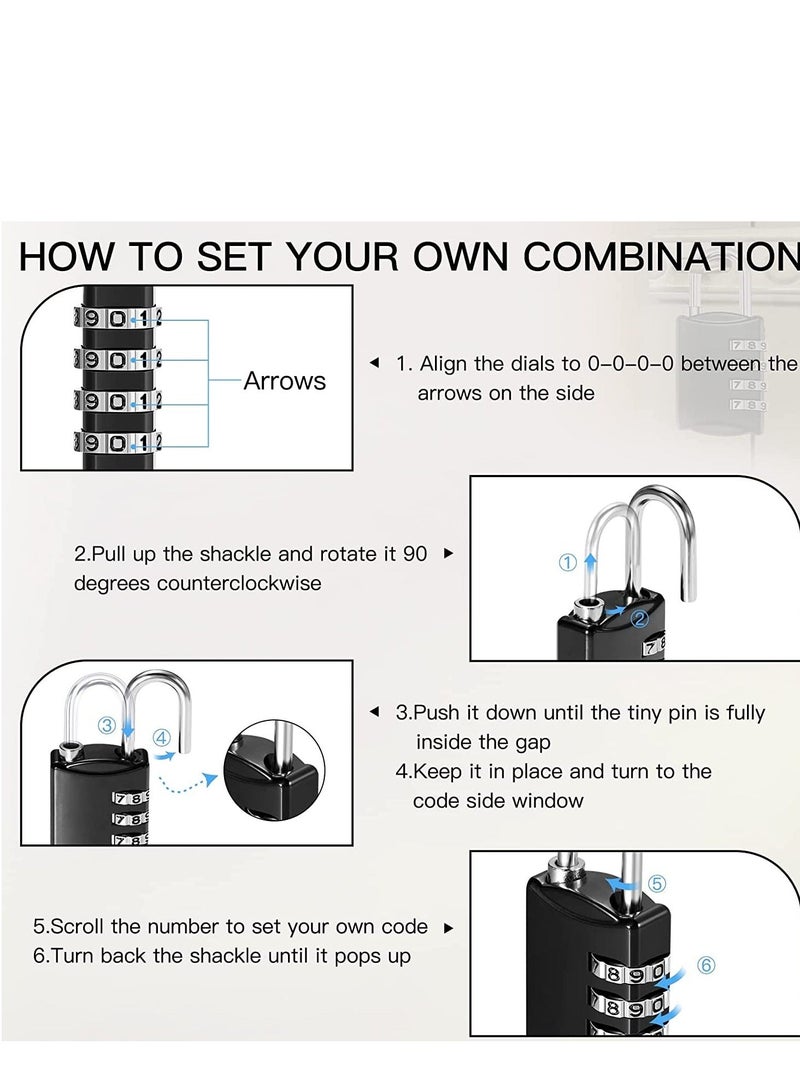 Y&D Combination Lock, Travel Bag 7 Pack, 3 Digit Padlock for Traveling Toolbox School Gym Door Locker Suitcases Employee Hasp Storage  - Image 4