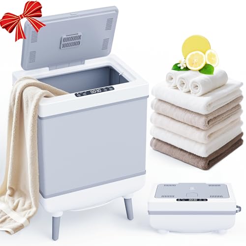Labiim [Truly Upgrade Foldable] Luxury Towel Warmer, 35L Extra Large Towel Warmer Bucket Fits 4 Oversized 40"x70"Towels, Fast Heat Portable Blanket Heater for Bathroom Spa PJs &More, Pear White - Image 1