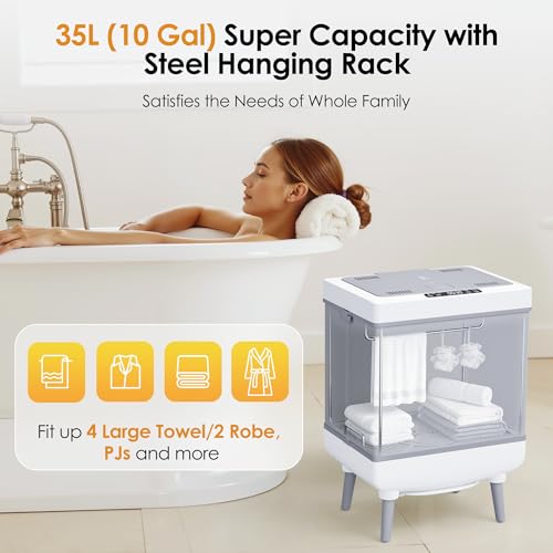 Labiim [Truly Upgrade Foldable] Luxury Towel Warmer, 35L Extra Large Towel Warmer Bucket Fits 4 Oversized 40"x70"Towels, Fast Heat Portable Blanket Heater for Bathroom Spa PJs &More, Pear White - Image 4