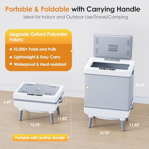 Labiim [Truly Upgrade Foldable] Luxury Towel Warmer, 35L Extra Large Towel Warmer Bucket Fits 4 Oversized 40"x70"Towels, Fast Heat Portable Blanket Heater for Bathroom Spa PJs &More, Pear White - Image 5